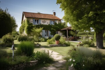 japanese garden in summer made by midjeorney