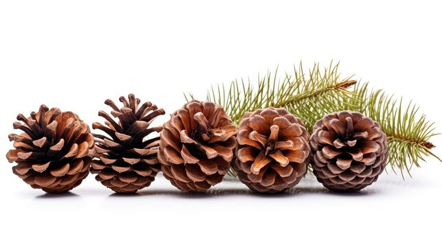 pine cones isolated on white background, christmas object equipment created with Generative AI technology