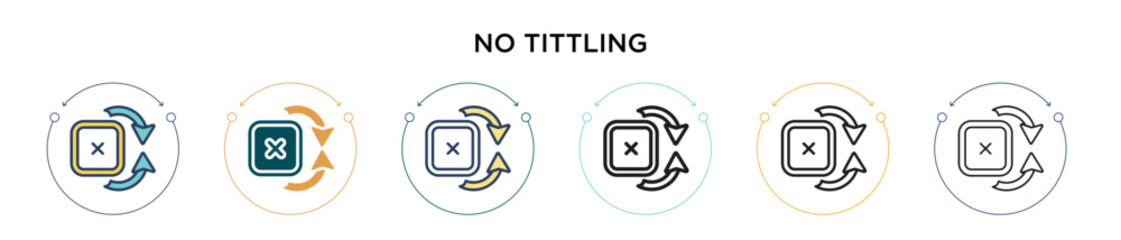 No tittling icon in filled, thin line, outline and stroke style. Vector illustration of two colored and black no tittling vector icons designs can be used for mobile, ui, web