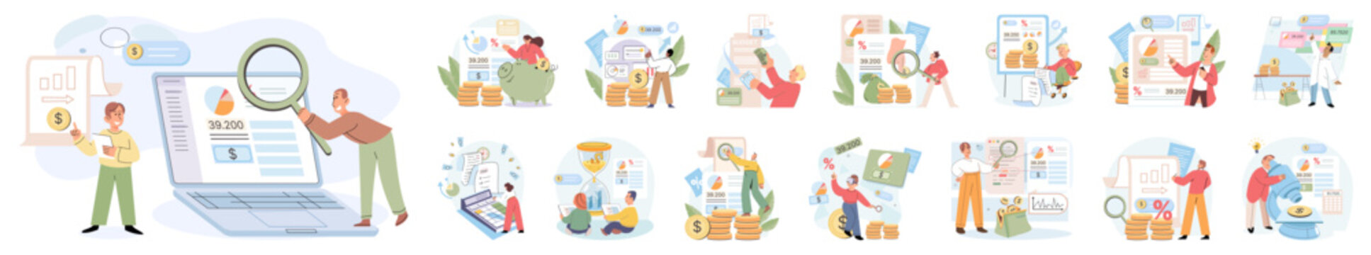 People analysis budget. Calculate financial plan of save income and expense management. Financial adviser, budget planning, family benefit, investment, financial plan, tax strategy, abstract metaphor