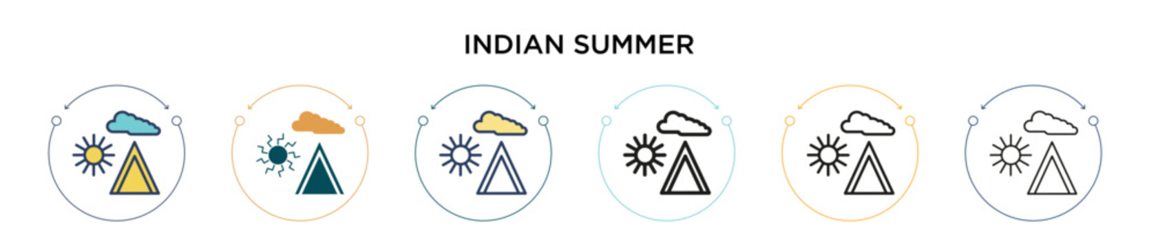 Indian summer icon in filled, thin line, outline and stroke style. Vector illustration of two colored and black indian summer vector icons designs can be used for mobile, ui, web