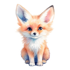 Obraz premium Watercolor fox. Vector illustration with hand drawn cute fox. Clip art image.