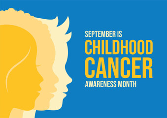 September is Childhood Cancer Awareness Month vector illustration. Child face from profile silhouette vector. Baby head profile icon isolated on a blue background. Important day