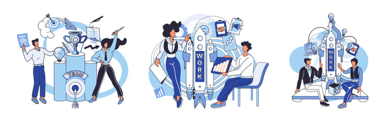 Team solving problems. Problems research and discover new idea, creativity to answer questions Collaboration work together to solve problem, teamwork unite together to achieve success Gears and