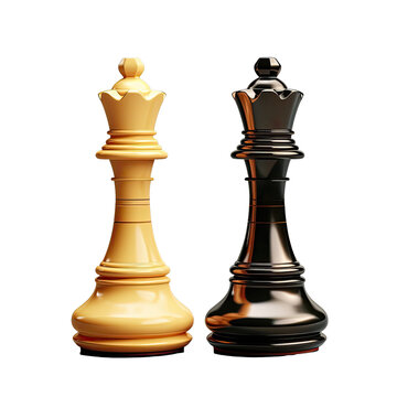 Black and golden bishops for chess isolated on a transparent background