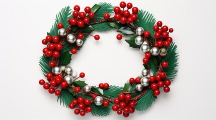 Fototapeta na wymiar christmas wreath with decorations created with Generative AI technology