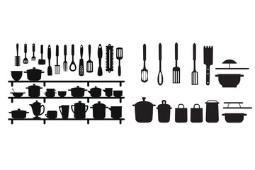 Kitchen Tools Vector Art, Icons, and Graphics,
Premium Vector, Kitchen tools silhouette black and white vector,
Kitchen tools silhouettes Royalty Free Vector 