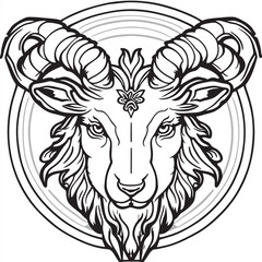 sticker, masterpiece, best quality, ultra high res, highly detailed, psychedelic, sheep head, vector illustration line art
