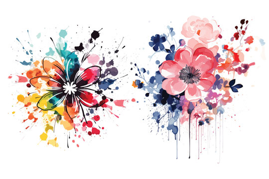 Watercolor floral bundle, Watercolor floral design vector images
