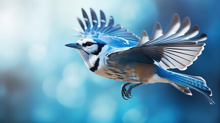 Blue Jay Flying - obrazy, fototapety, plakaty