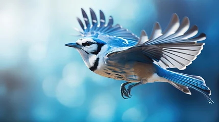 Verduisterende gordijnen Papegaaiduiker Blue Jay Flying