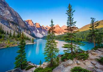 Moraine Lake during summer in .Banff National Park, Canadian Rockies, Alberta, Canada...Banff...