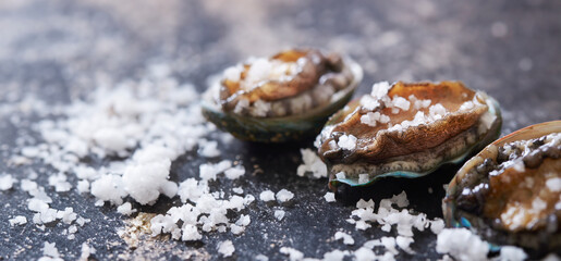 Fresh abalone with salt