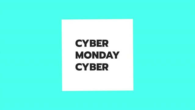 Cyber Monday text in frame on blue modern gradient, motion abstract holidays, minimalism and promo style background