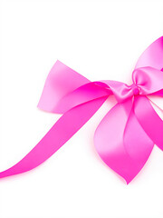 Pink ribbon against cancer on white background