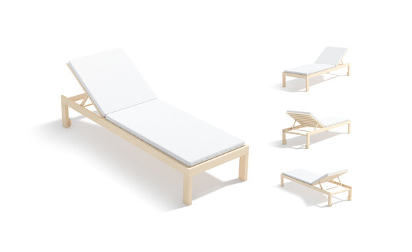 Blank white hotel lounger mockup, different views