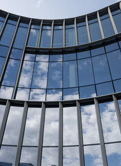 Blue glass and steel frame.