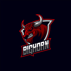 Bull Head Mascot Esport logo design vector template