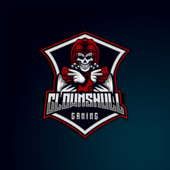 Clown Skull Mascot Esport logo design template vector