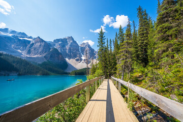 Moraine Lake during summer in .Banff National Park, Canadian Rockies, Alberta, Canada...Banff...