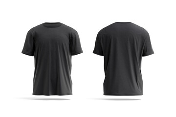 Blank black oversize t-shirt mockup, front and back view