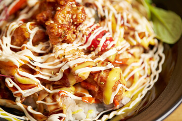 grilled chicken with vegetables and rice