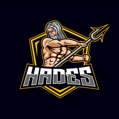 Zeus Hades E-Sport logo Design Template vector mascot