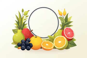 Fruits on a white background and black in a French minimalist and elegant style. Generative AI.