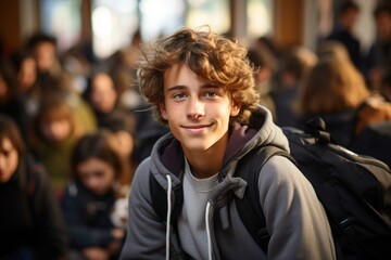 Fototapeta premium Generative AI - Schoolroom Focus: Teens Engaged in Learning