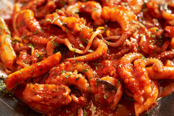 Stir fried spicy vegetable octopus 