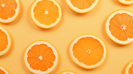 Vivid Citrus Kaleidoscope: A Captivating 3D Abstract Tapestry Infused with Luscious Orange Chunks, Slices, and Spirals on a Dynamic Orange Minimalist Background