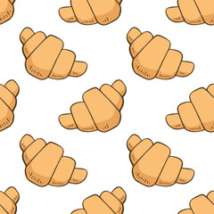 Hand drawn seamless pattern with croissants 