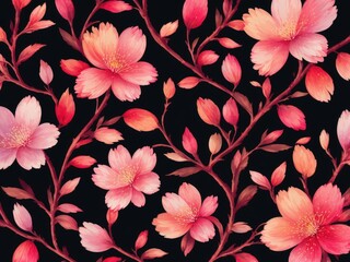 colourful Cherry Blossom floral pattern
