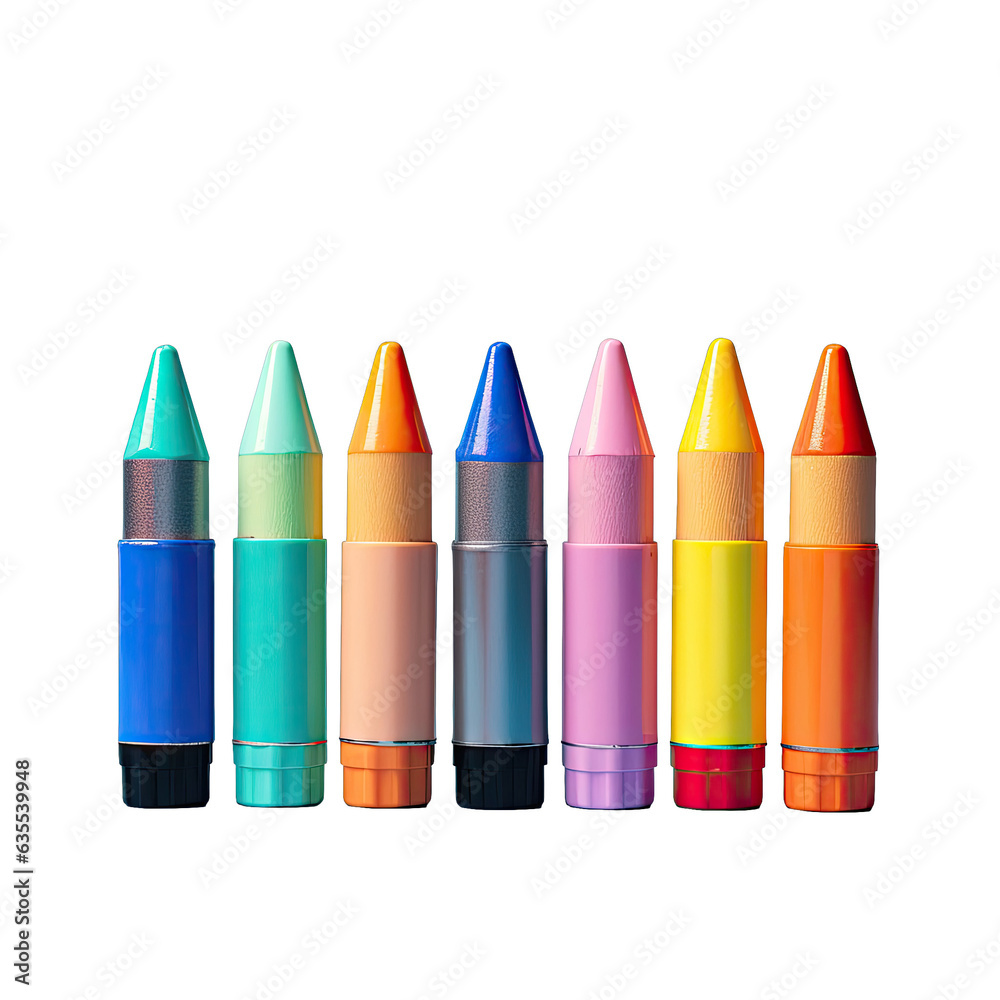 Sticker Colorful crayons contrast with transparent background