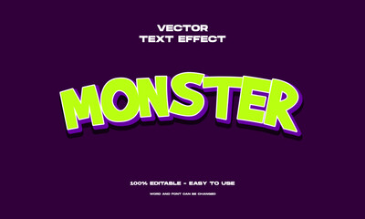 Monster editable text effect. Halloween green cartoon style