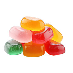 Pile of multicolored jelly candy. Jelly gum isolated on transparent background