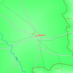  Illustrated Map of Homyel City in Belarus in green