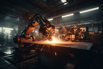 Industry 4.0 includes welding robots, digital production, industrial technology, automation robot arms, and monitoring system software. Generative AI
