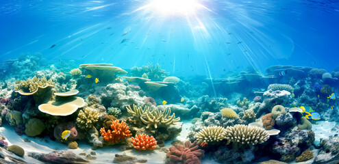 Fototapeta na wymiar Ocean coral reef underwater. Sea world under water background