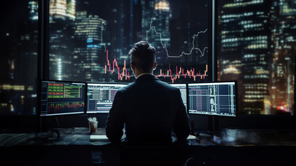 Fototapeta premium businessman executives finance analysis stock trading monitoring progress