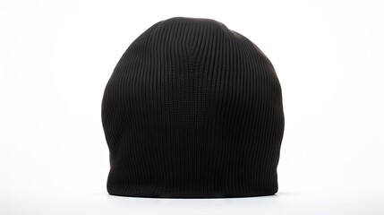 Black men's knitted hat isolated on white background. created with Generative AI technology