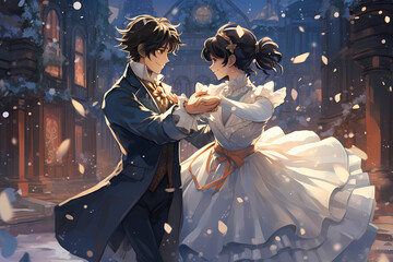 Winter Snowflake Ballet Anime Illustration