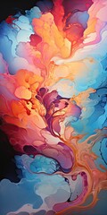 Colorful abstract paint, in the style of fluid formation background created using generative ai.