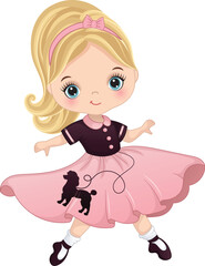 Vector Carton Sock Hop Fifties Dancing Girl