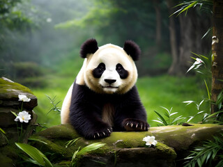 Fototapeta premium Panda wallpapers hd, the hd wallpapers, desktop background, Generative AI