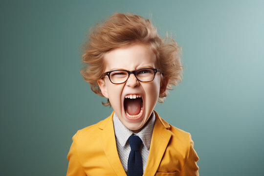 Generative ai photo collage of schoolkid shout yell fail test for school academy bad mark on homework