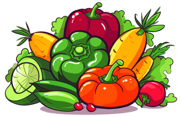 Vegan Vegetable Vector illustration, Vegan day Vegetable flat vector drawing