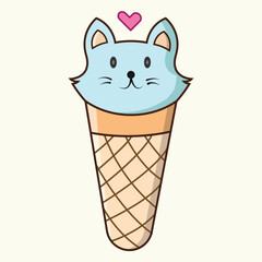 Fancy Ice-cream with cone design vector. Isolated background