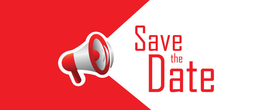 save the date sign on white background	