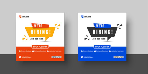 We are hiring job vacancy social media post or square web banner template design
